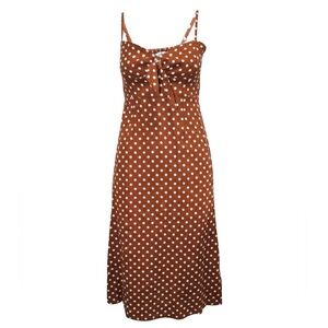 Faithfull the Brand Polka Dot Brown Dress